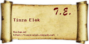 Tisza Elek névjegykártya